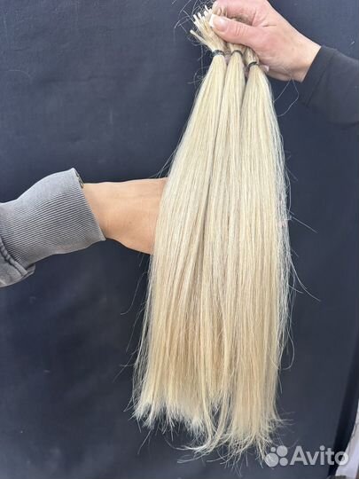 Волосы для наращивания натуральные блонд 40-45 см