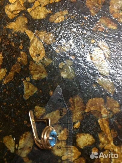 Серьги золото 585 2,8гр с голубыми топозами