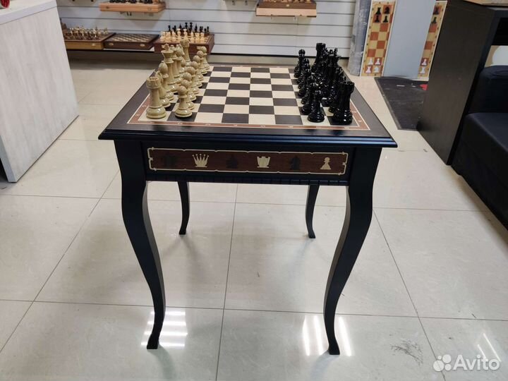 Шахматный стол мореный дуб и композит