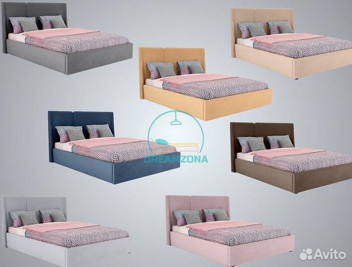 Кровать двуспальная Мола с мягким изголовьем