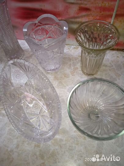 Хрусталь СССР ваза, конфетница, лодочка