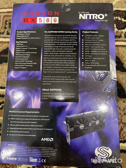 Видеокарта sapphire RX 580 8 GB nitro+