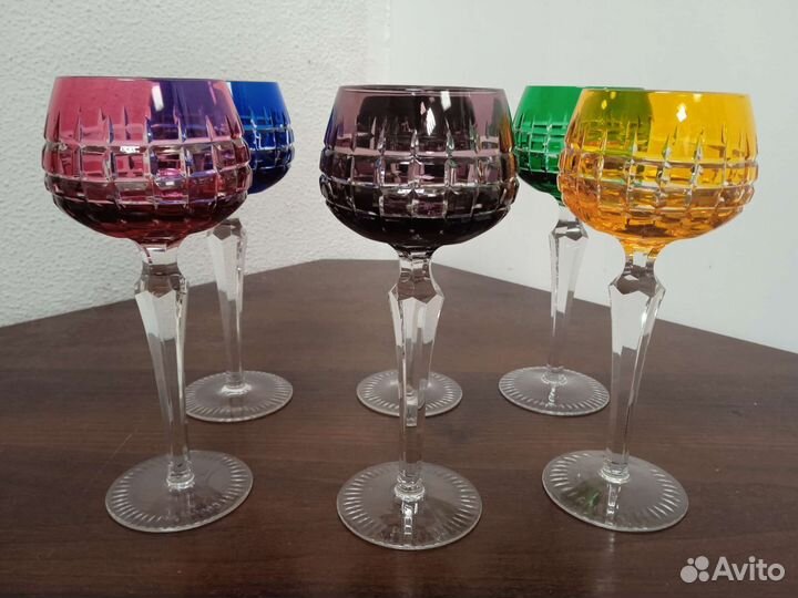 Комплект бокалов фужеров цветное стекло