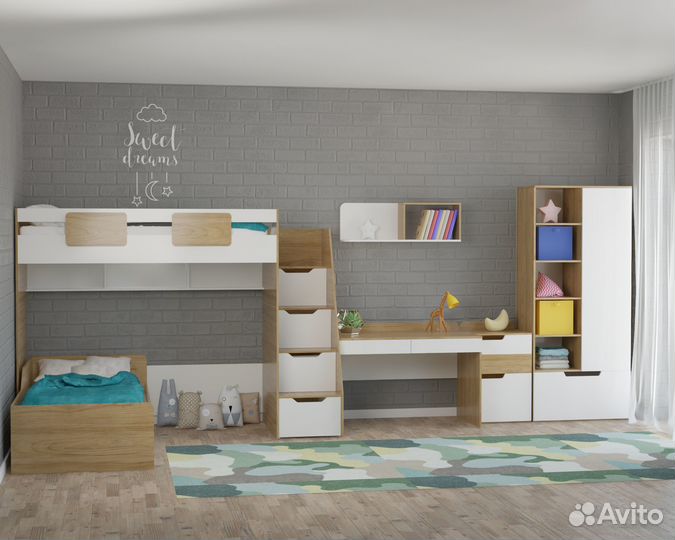 Кровать-чердак. Мозаика-2 (правый/левый) 190х90