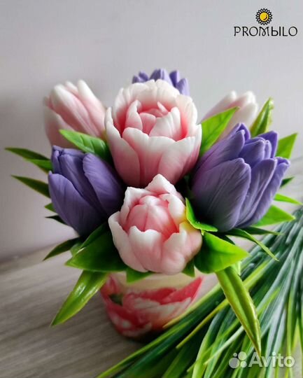 Тюльпаны.Букет цветов из мыла