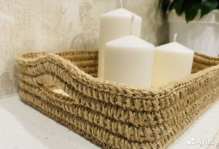 Поднос / корзина из джута ручной работы