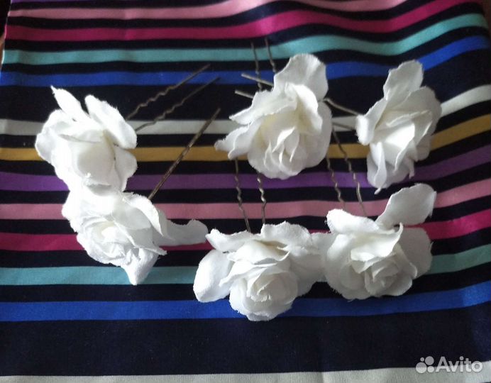 Шпильки для волос с большими цветами набор 6 шт