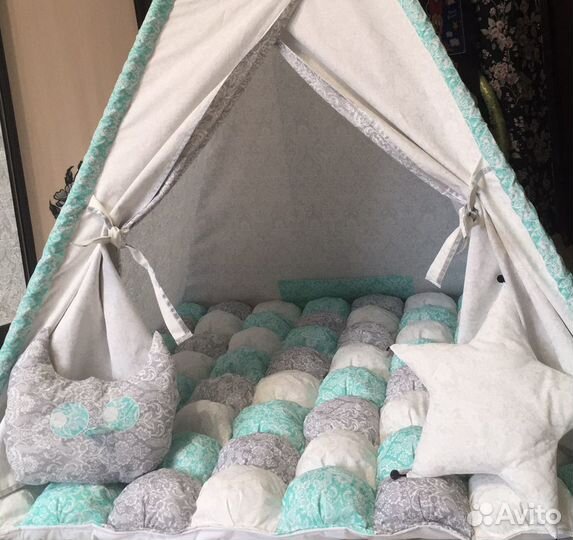 Детская палатка вигвам+ бомбон коврик