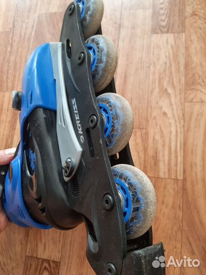 Коньки роликовые раздвижные р.34-37 +защита и шлем