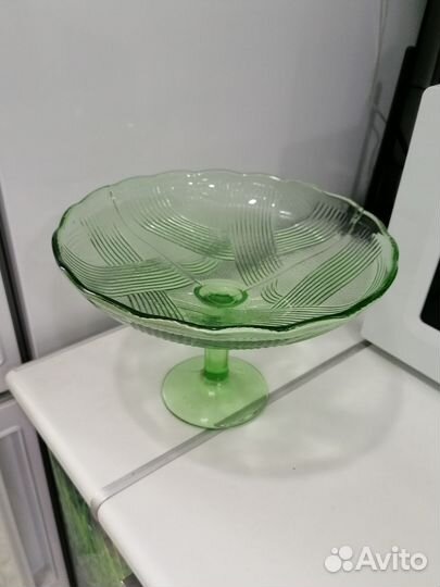 Ваза для фруктов цветное стекло СССР