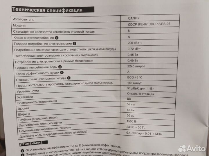 Посудомоечная машина candy cdcp 8/E-07