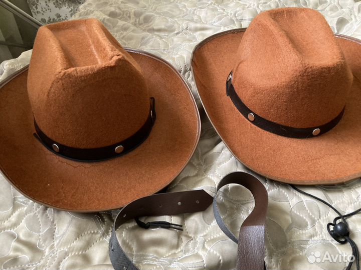Ковбойские шляпы и костюм (жилетка и шляпа) шерифа