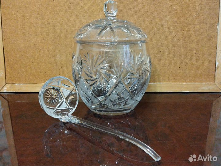 Крюшонница (компотница) хрустальная с чашками СССР