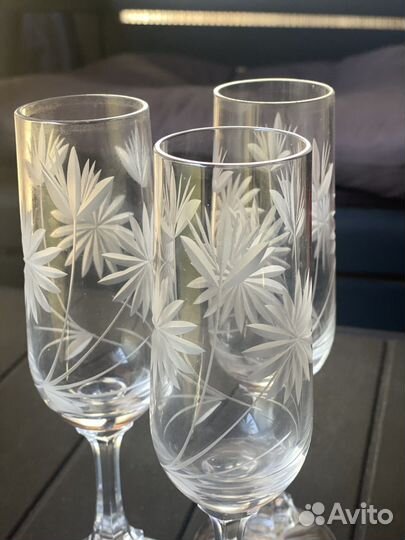 Бокалы хрустальные СССР винтаж цветы