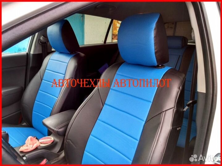Чехлы Автопилот Kia Sportage 4 из экокожи чёр-син