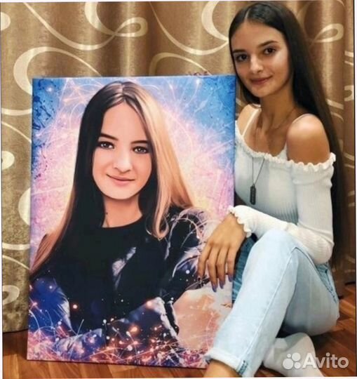 Портрет на холсте по фото (разные размеры)