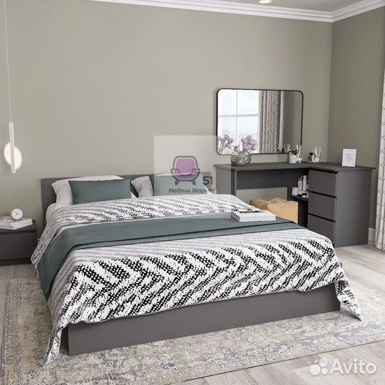 Кровать 160х200 графит