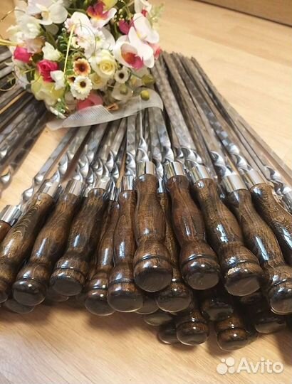Шампура из нержавейки с деревянной ручкой