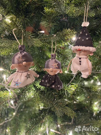 Текстильные елочные игрушки ручной работы