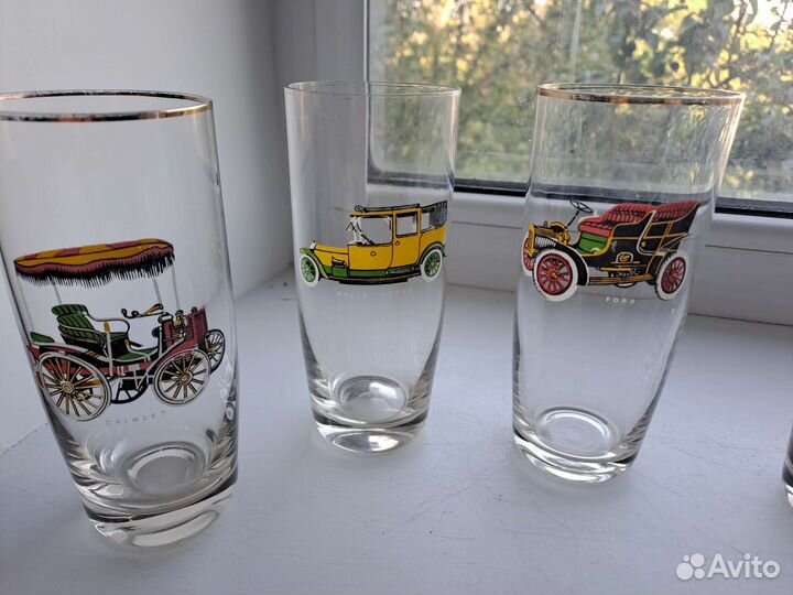 Стакан ретро Автомобили. Богемское стекло