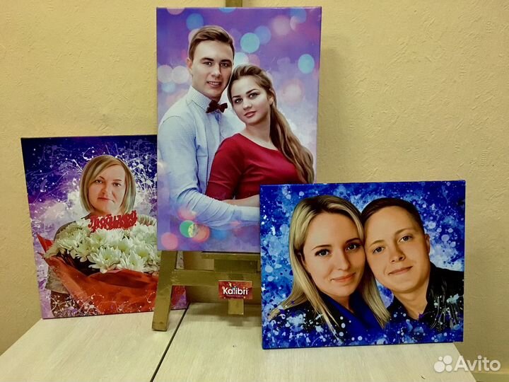 Картина портрет по фото печать на холсте