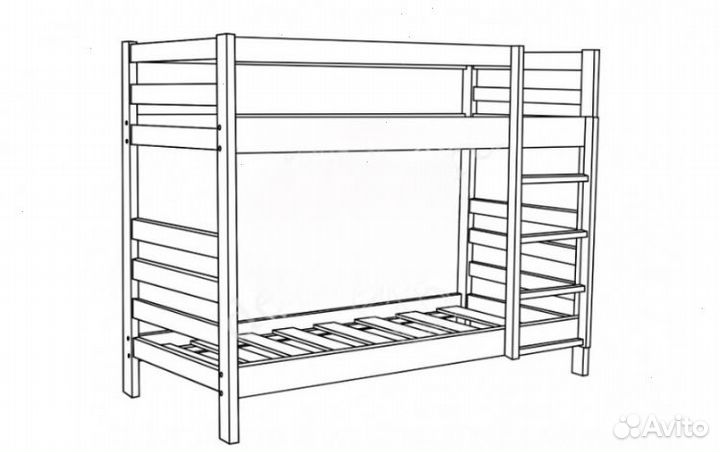 Кровать 2-х ярусная детская, массив 90х200