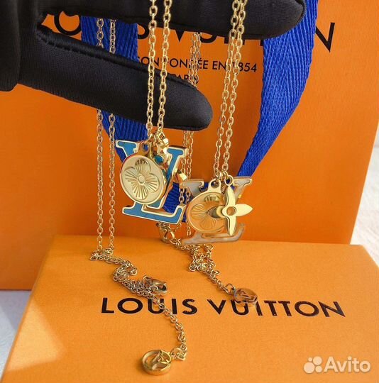 Подвеска колье louis vuitton премиум голубая
