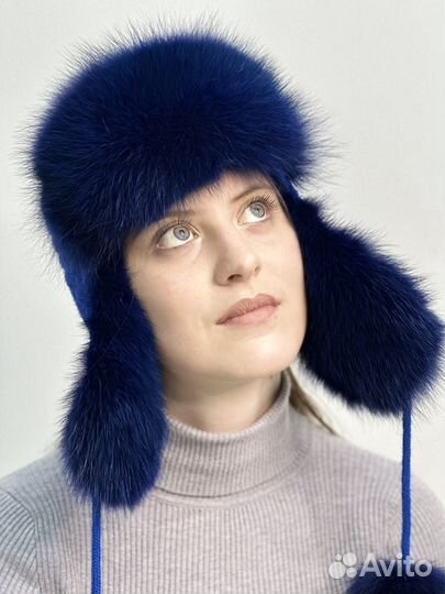 Шапка ушанка из куницы женская