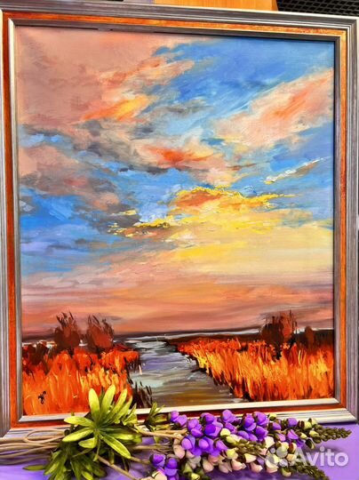 Картина «поле осенью» масло холст