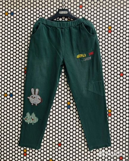 Штаны с вышивкой, плотные, 4 цвета, 50 до 58 р-ры