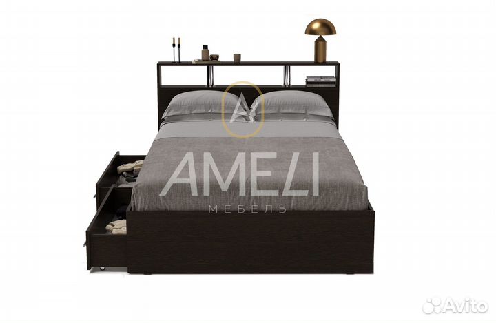 Кровать двуспальная с ящиками