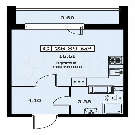 Квартира-студия, 25,9 м², 7/16 эт.