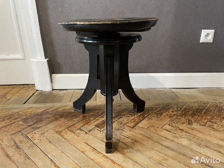 Антикварный винтовой стул для пианино, рояля