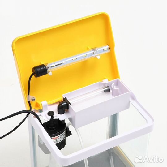 Аквариум с лампой, желтый, 3,5 литра