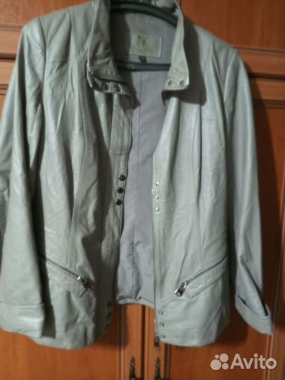 Пиджаки женские кожаные чёрный и серый размер 50