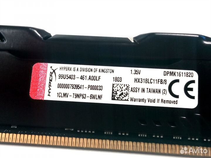 Kingston HyperX fury DDR3L 8gb Оперативная память