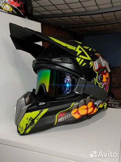 Кроссовый питбайк шлем с очками Эндуро