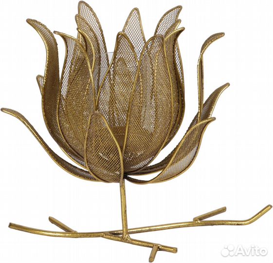 Подсвечник настольный металл темно-золотой Glasar