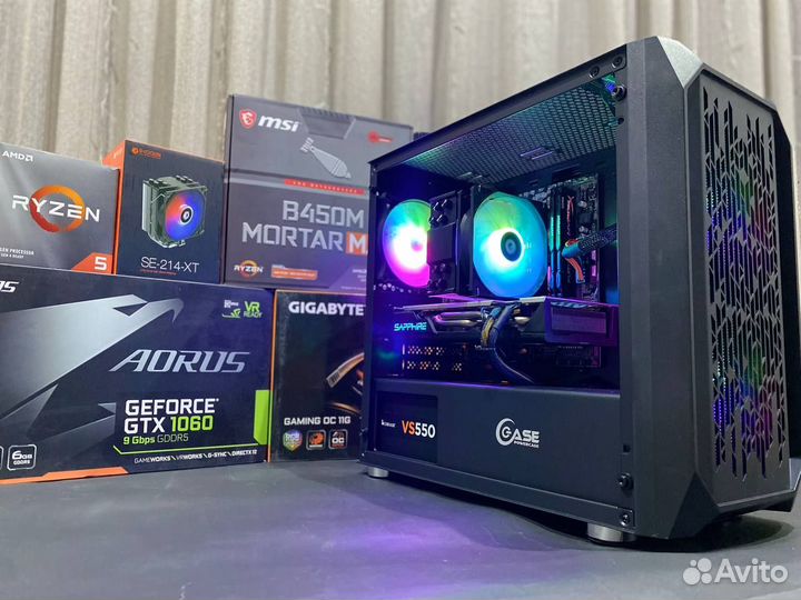 Игровой компьютер + монитор RX580/R5 2600X/16GB