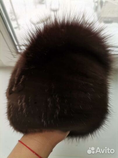 Шапка новая женская вязаный мех норки натуральный
