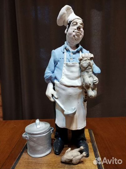 Статуэтка повар и кот