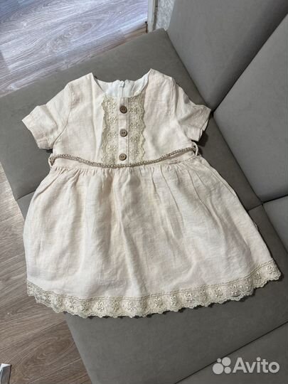 Платье детское на годик, 80-86 бежевое