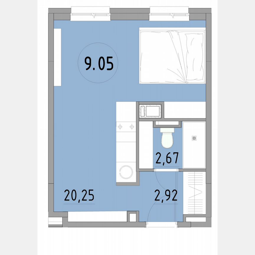 1-к. апартаменты, 27,5 м², 9/13 эт.