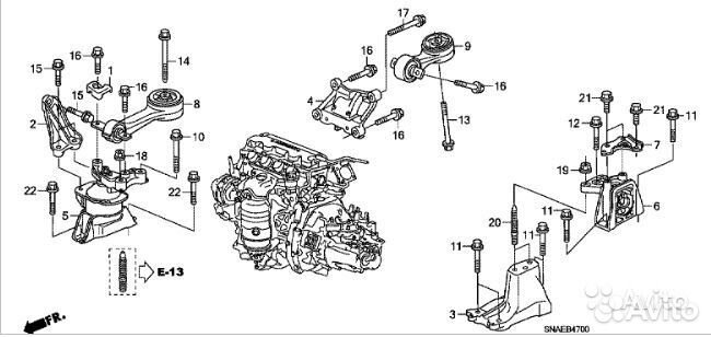 Опора двс правая civic 4D 50820snbj02