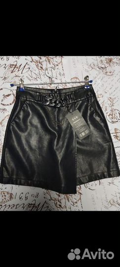 Кожаная юбка шорты