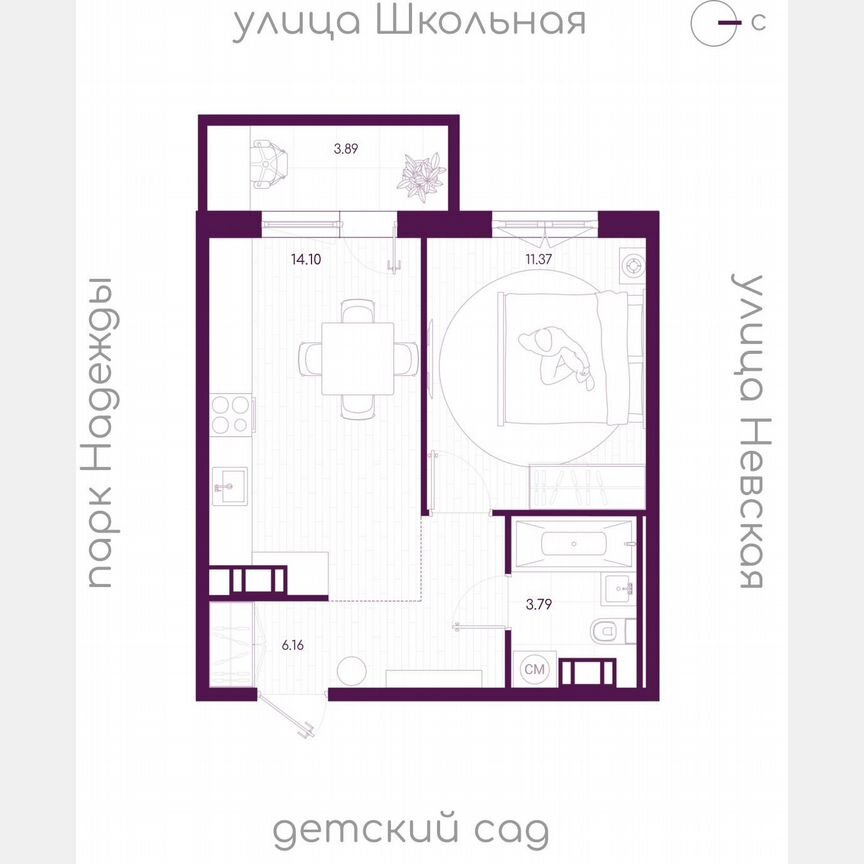 1-к. квартира, 36,6 м², 5/5 эт.