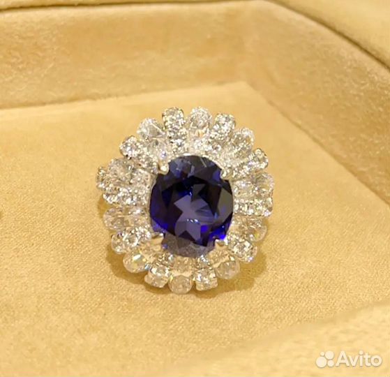 Кольцо серебро 925 пробы с сапфиром 4 ct