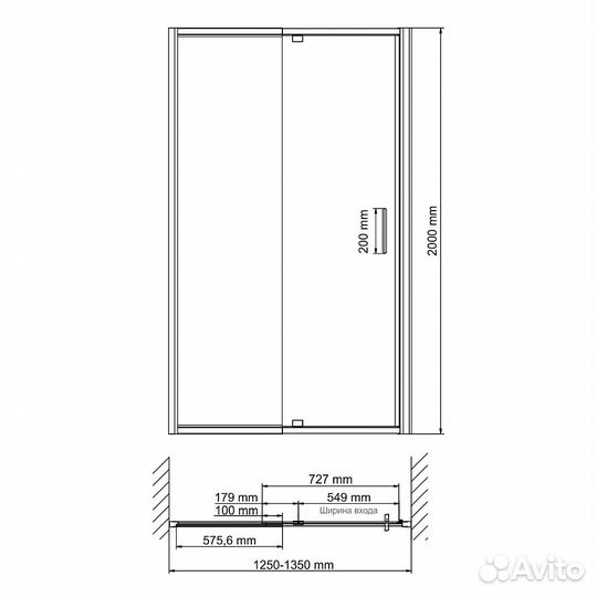 Душевая дверь wasserkraft Berkel 1300х2000 серебро 48P30
