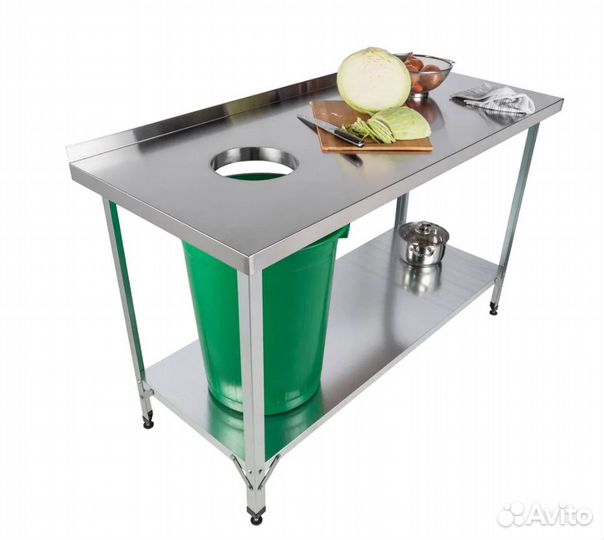 Стол из нержавейки с отверстием для отходов