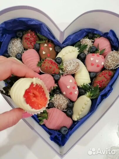 Сердца Клубника в шоколаде